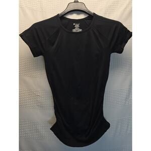 Gaiam Yoga Top Womens Size Small Black Short Sleeve Stretch Ruched